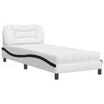 vidaXL Lit avec matelas blanc et noir 80x200 cm similicuir