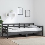 vidaXL Lit de jour gris bois de pin massif 90x200 cm