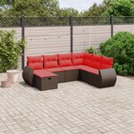 vidaXL Salon de jardin avec coussins 7 Pièces marron résine tressée