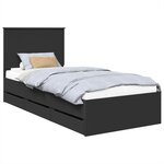 vidaXL Cadre de lit avec tiroir Noir 90 x 190 cm Bois Ingénierie
