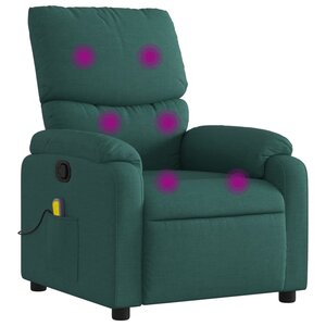 vidaXL Fauteuil inclinable de massage vert foncé tissu