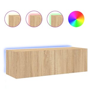 vidaXL Meuble TV mural avec lumières LED chêne sonoma 100x35x31 cm