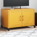 vidaXL Meuble TV jaune moutarde 68x39x43 5 cm acier
