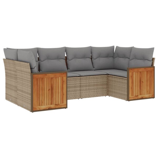 vidaXL Salon de jardin avec coussins 6 Pièces beige résine tressée