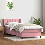 vidaXL Sommier à lattes de lit avec matelas rose 80x220 cm velours
