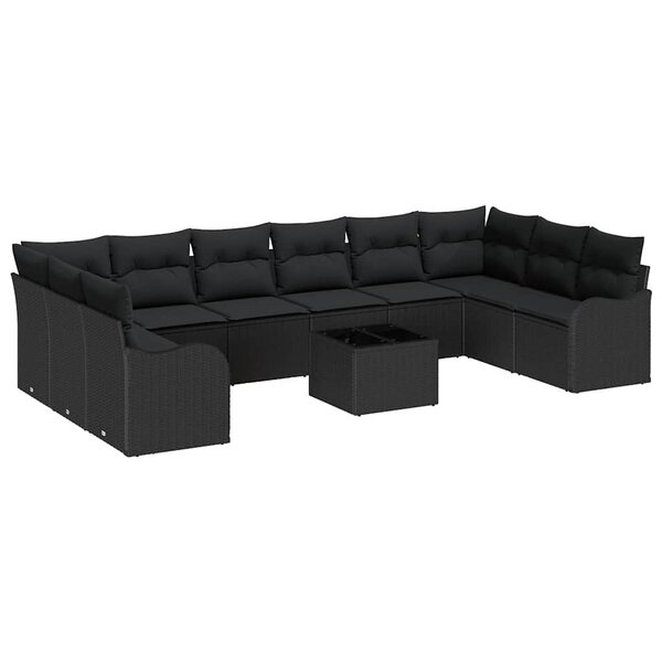 vidaXL Ensemble de canapé de jardin Noir 55 x 55 x 37 cm polyrotin