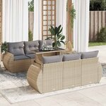 vidaXL Salon de jardin avec coussins 7 Pièces beige résine tressée