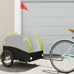 vidaXL Remorque de vélo noir et vert 45 kg fer