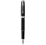 Parker sonnet stylo plume  laque noire  plume moyenne  encre noire  coffret cadeau