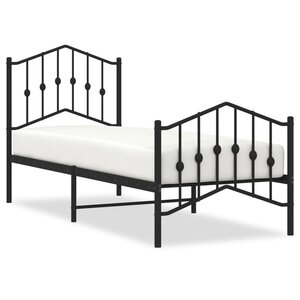 vidaXL Cadre de lit métal sans matelas avec pied de lit noir 75x190 cm