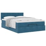 vidaXL Cadre de lit ottoman avec matelas bleu foncé 140x190 cm velours