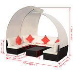 Salon de jardin meuble d'extérieur ensemble de mobilier 9 pièces avec auvents résine tressée noir 02_0017887