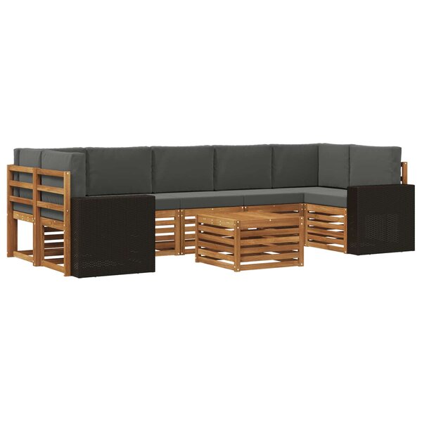 vidaXL Ensemble de canapés d'extérieur 8 pc Naturel et Anthracite