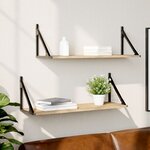 vidaXL Étagères murales 2 pièces Chêne Sonoma 80x25x25 5 cm Bois d'ingénierie