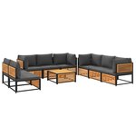 vidaXL Salon de jardin avec coussins 9 Pièces bois massif d'acacia