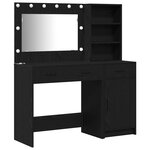 Set de coiffeuse 2 pièces avec LED en bois d'ingénierie noir