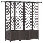 vidaXL Lit Élevé avec Treillis et Toit Marron 163 5 x 40 x 136 cm PP