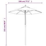 vidaXL Parasol de jardin avec mât en bois bleu azuré 196x231 cm