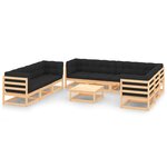 Salon de jardin meuble d'extérieur ensemble de mobilier 10 pièces avec coussins bois de pin massif 02_0015000