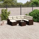 vidaXL Salon de jardin 8 Pièces avec coussins marron résine tressée