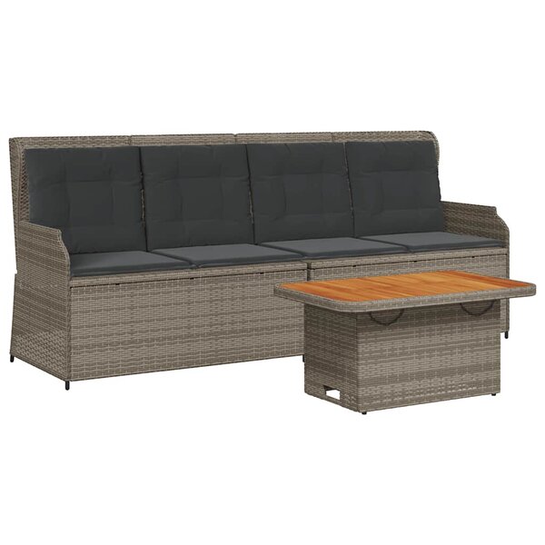vidaXL Salon de jardin 3 Pièces avec coussins Gris Résine tressée