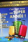 Carte bonne année meilleurs vœux en or doré avec enveloppe souhaits voyage