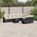 vidaXL Salon de jardin 10 Pièces avec coussins noir résine tressée