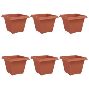 vidaXL Pot de Fleurs Carré 6 pc Rouge brique 43 x 43 x 33 5 cm
