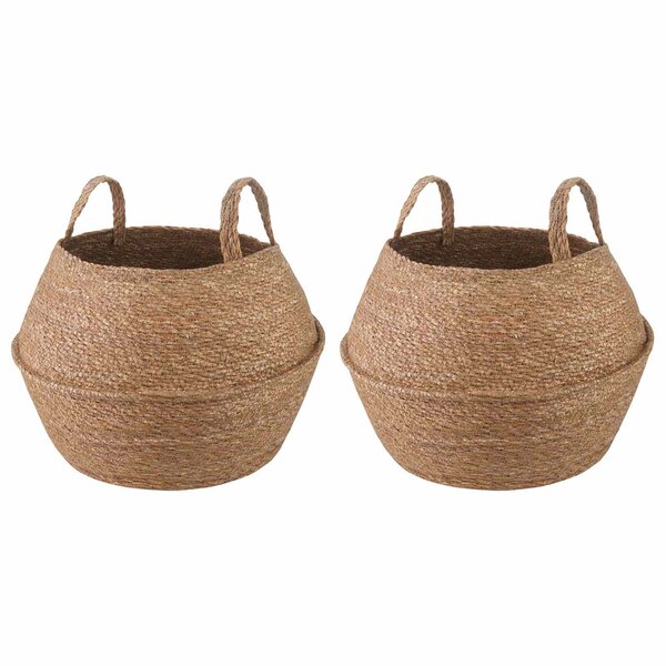 vidaXL Pot de plante avec poignées 2 pc Naturel Ø 45 x 36 cm