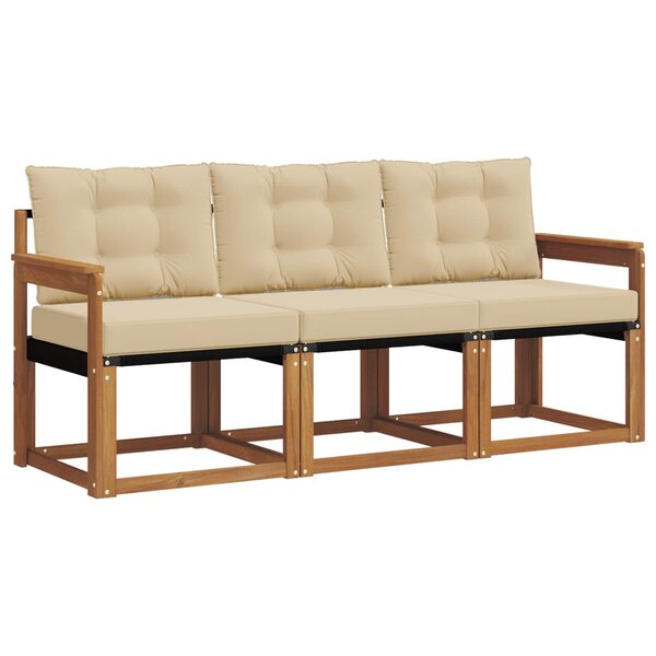 vidaXL Ensemble de canapés d'extérieur 3 pc Naturel et Beige