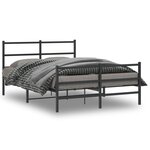 vidaXL Cadre de lit métal sans matelas avec pied de lit noir 140x190cm