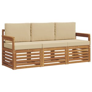 vidaXL Ensembles de canapés 3 pc Naturel et Beige Bois d'Acacia Massif