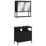 vidaXL Ensemble de meubles salle de bain 2 Pièces noir bois d'ingénierie