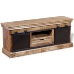 vidaXL Meuble TV avec 2 portes coulissantes Bois de manguier massif