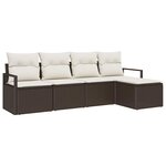 vidaXL Ensemble de canapé de jardin avec coussin 5 Pièces Marron et Crème