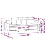 vidaXL Canapé à 3 places Crème 180 cm Tissu