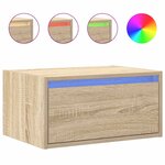 vidaXL Tables de chevet murales avec lumières LED 2 Pièces chêne sonoma