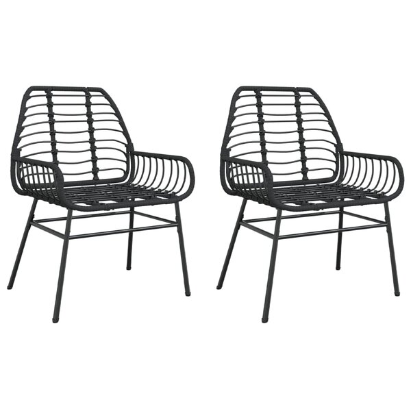vidaXL Chaises de jardin lot de 2 Noir Résine tressée