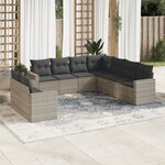vidaXL Salon de jardin 9 Pièces avec coussins gris clair résine tressée