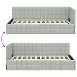vidaXL Cadre de lit d'angle Gris clair 90 x 200 cm Velours