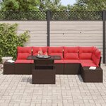 vidaXL Ensemble de canapé de jardin 7 Pièces Marron et rouge polyrotin
