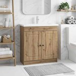 vidaXL Armoire sous évier de salle de bain Chêne artisanal