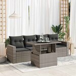 vidaXL Salon de jardin 5 Pièces avec coussins gris résine tressée