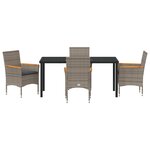 Ensemble de salle à manger de jardin 5 pièces avec coussins en Rattan poly gris