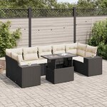vidaXL Salon de jardin 8 Pièces avec coussins noir résine tressée