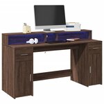 vidaXL Bureau et lumières LED chêne marron bois d'ingénierie