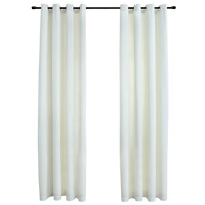 vidaXL Rideaux occultants avec anneaux 2 Pièces Velours Crème 140x225 cm