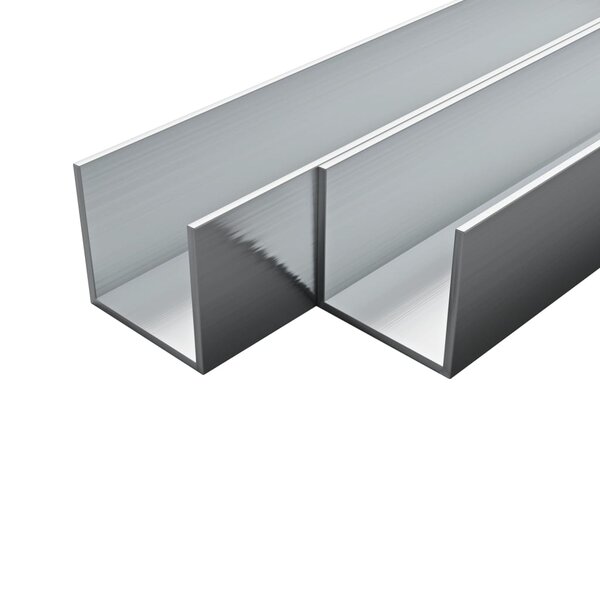 Vidaxl canal aluminium 4 pcs profil en u 2 m 10x10x2 mm
