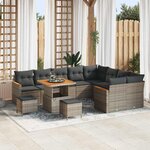 vidaXL Ensemble de canapé de jardin 12 Pièces Gris Poly Rattan