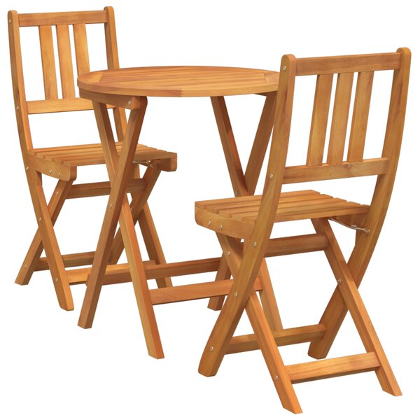 vidaXL Ensemble Bistro Pliable 3 Pièces en Bois Massif d'Acacia